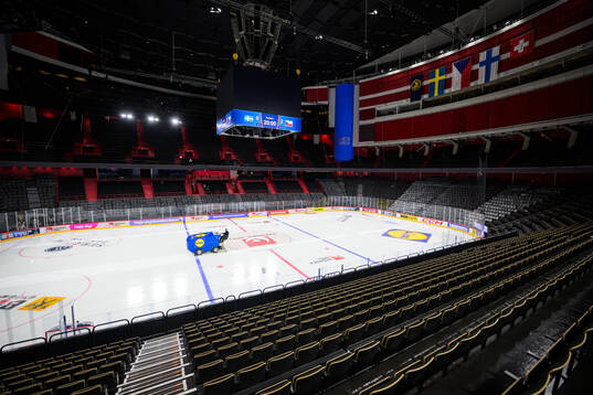 Interior view of Avicii Arena at a press event for the 2025