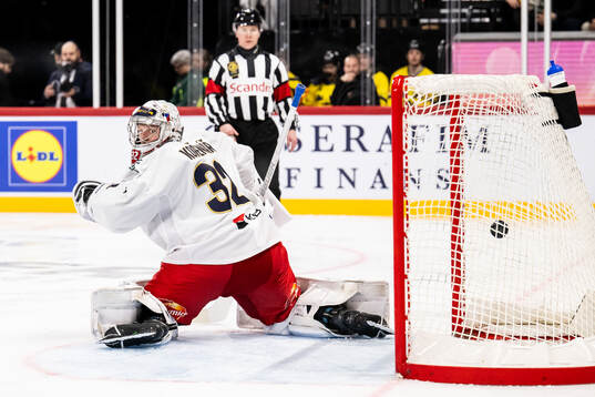 Goaltender Josef Korenar of Czech Republic let in the 1-1