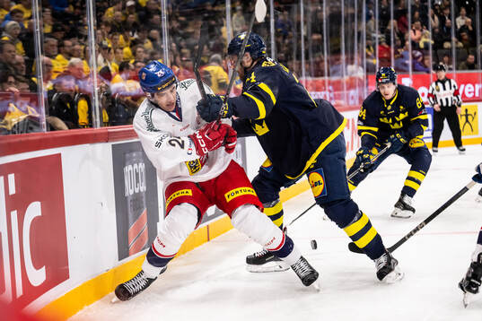 Libor Hajek of Czech Republic and Oscar Lindberg of Sweden