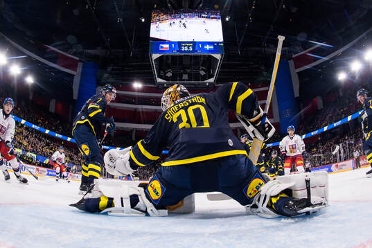 Goaltender Linus Söderström of Sweden