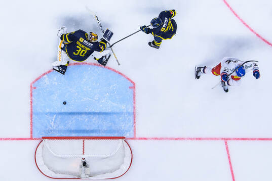 Kristian Reichel of Czech Republic celebrates the 1-2 goal