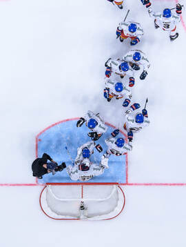 Goaltender Josef Korenar of Czech Republic celebrates with