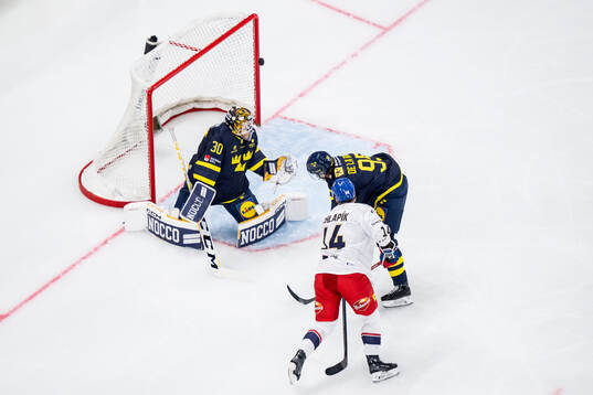 Filip Chlapik of Czech Republic scores the 0-1 goal against
