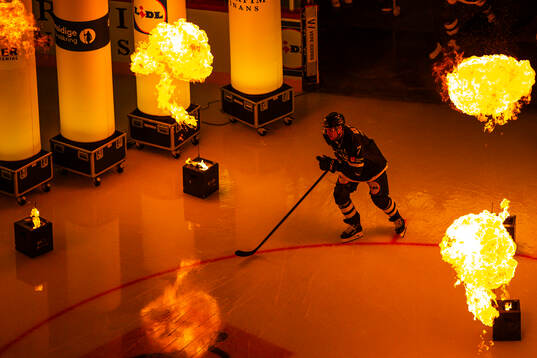 Henrik Tömmernes of Sweden enters the ice