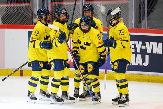 Lisa Johansson of Sweden celebrate with teammates