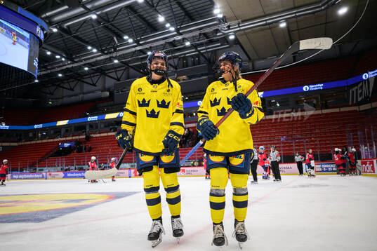 Josefin Bouveng and Sofie Lundin of Sweden celebrate