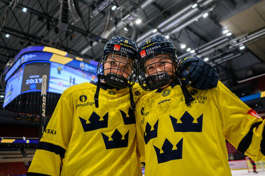Josefin Bouveng and Sofie Lundin of Sweden celebrate