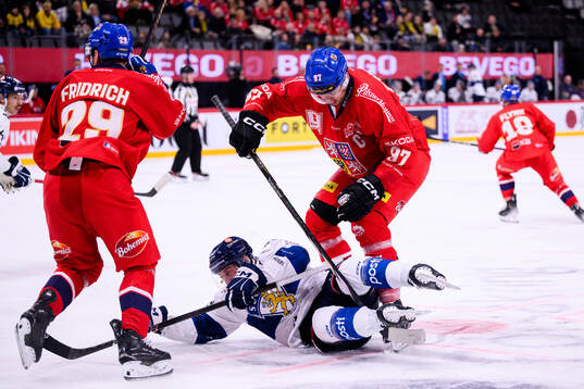 Robert Leino of Finland and Radim Zohorna of Czech Republic