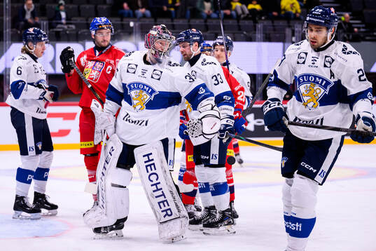 Goalkeeper Oskari Salminen of Finland