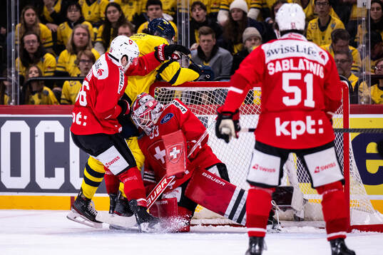 Goaltender Kevin Pasche of Switzerland