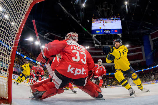 Filip Berglund of Sweden, not pictured, scores the 1-0 goal