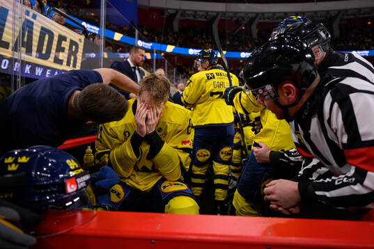 Sebastian Hartmann of Sweden in pain