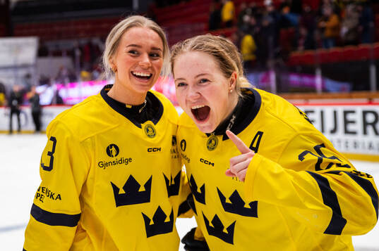 Wilma Sundin and Lina Ljungblom of Sweden celebrate