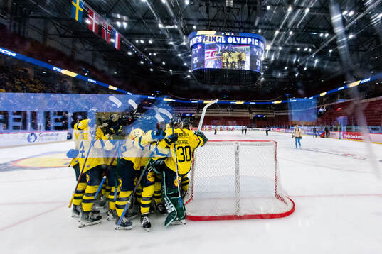 Players of Sweden celebrate