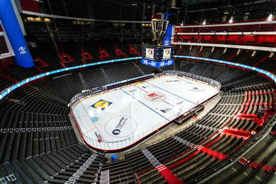 General interior view of Avicii Arena from the top seat rows