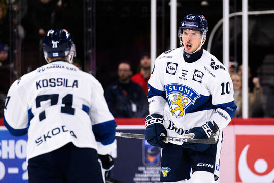 Eemeli Suomi of Finland celebrates 0-2 goal