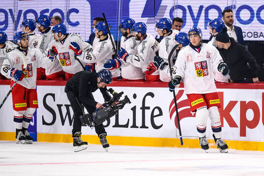 Lubos Horky of Czech Republic celebrates the 0-1 goal
