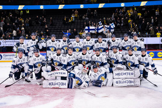 Players of Finland celebrate