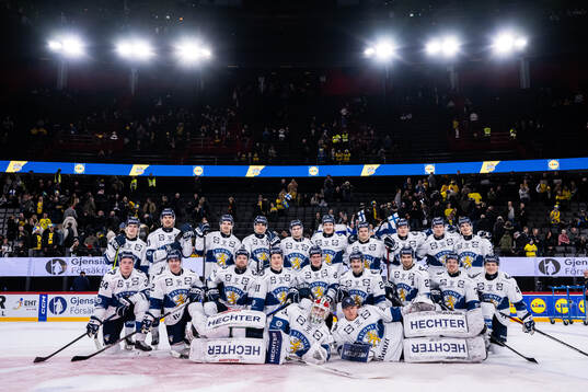 Players of Finland celebrate