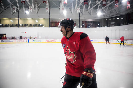 Sidney Crosby of Canada at a practice session