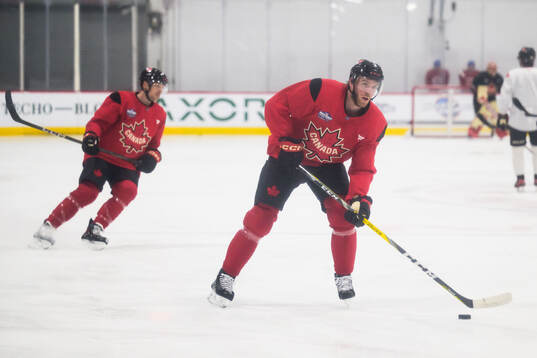 Connor McDavid of Canada at a practice session