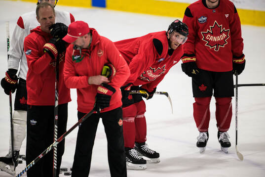 Connor McDavid of Canada at a practice session