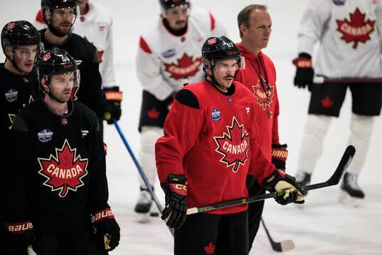Sidney Crosby of Canada at a practice session