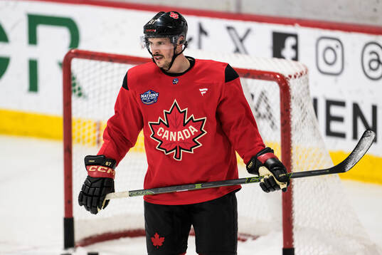 Sidney Crosby of Canada at a practice session