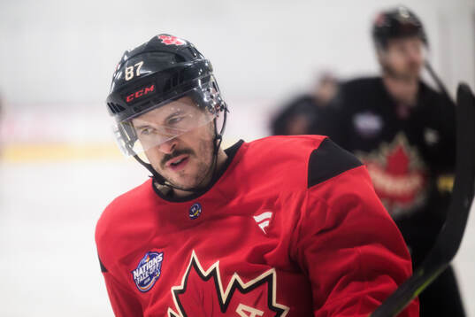 Sidney Crosby of Canada at a practice session