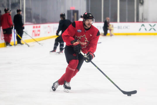 Sidney Crosby of Canada at a practice session