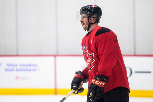 Sidney Crosby of Canada at a practice session