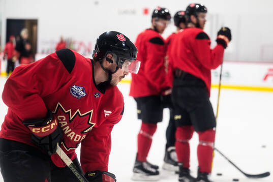 Sidney Crosby of Canada at a practice session