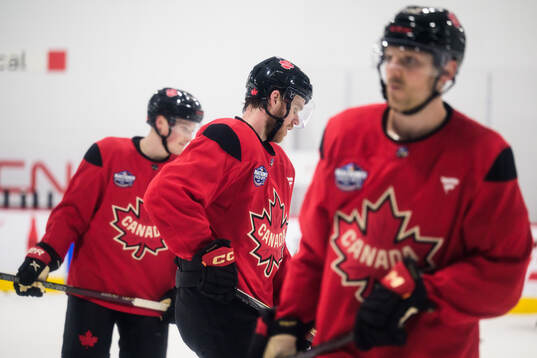 Connor McDavid of Canada at a practice session