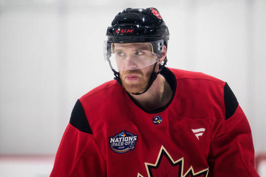 Connor McDavid of Canada at a practice session