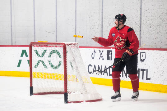 Sidney Crosby of Canada at a practice session