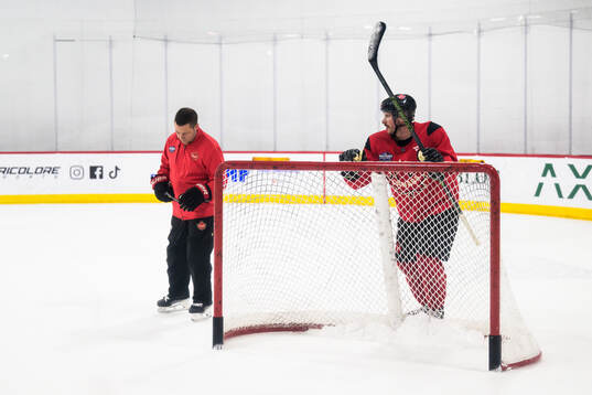 Sidney Crosby of Canada at a practice session