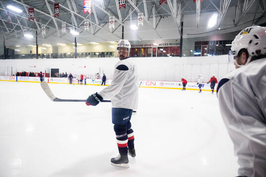 Auston Matthews of USA at a practice session