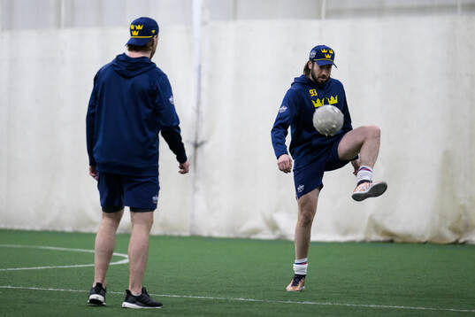 Mika Zibanejad of Sweden playing football