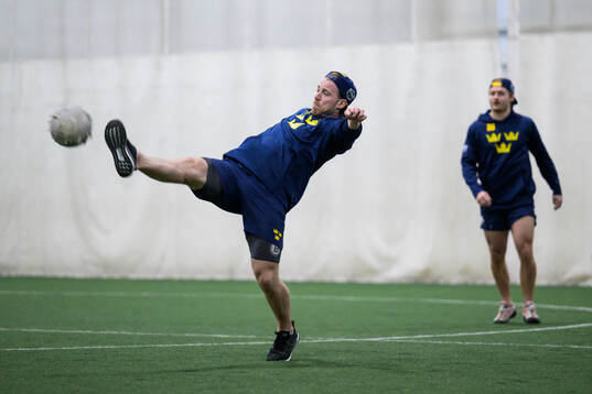 Elias Lindholm of Sweden playing football