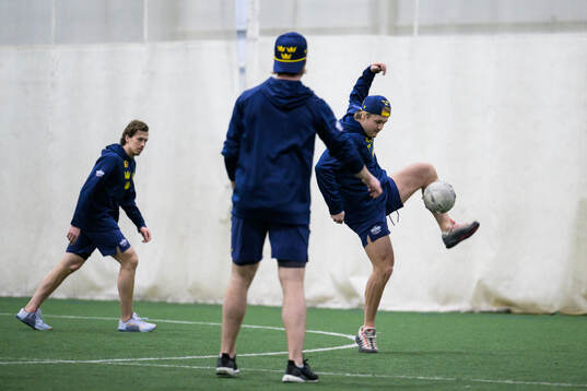 William Nylander of Sweden playing football