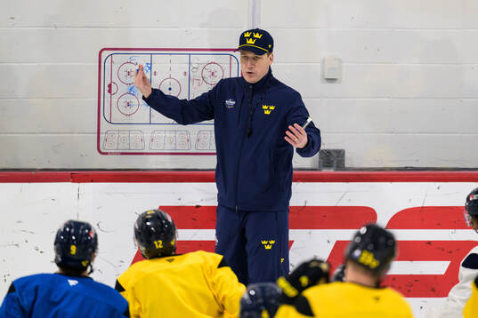 Head coach Sam Hallam of Sweden at a practice session