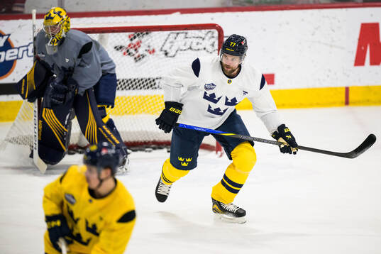 Victor Hedman of Sweden at a practice session