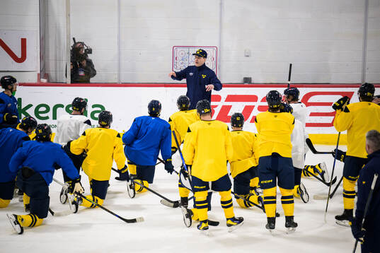 Head coach Sam Hallam of Sweden at a practice session