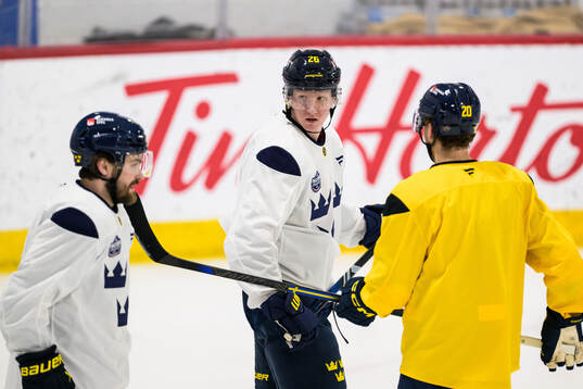 Rasmus Dahlin of Sweden at a practice session