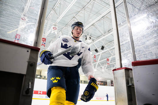 Rasmus Dahlin of Sweden of Sweden at a practice session