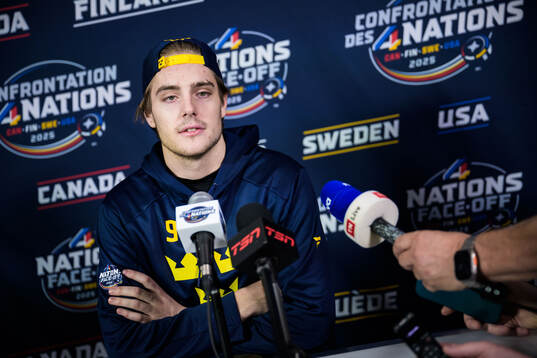 Leo Carlsson of Sweden being interviewed by media