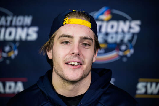 Leo Carlsson of Sweden being interviewed by media