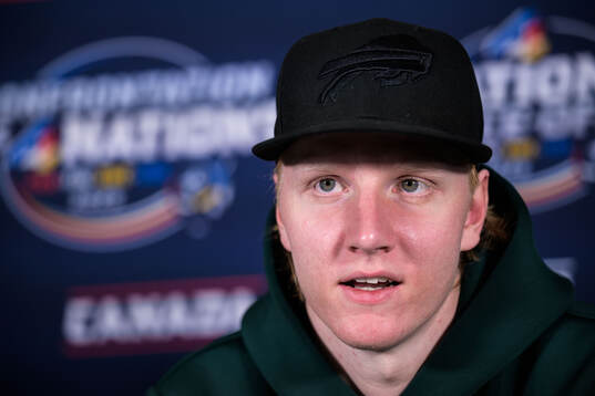 Rasmus Dahlin of Sweden being interviewed by media