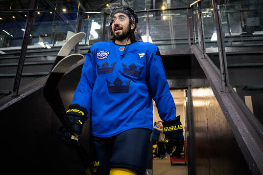 Mika Zibanejad of Sweden at a practice session