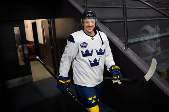 Jonas Brodin of Sweden at a practice session